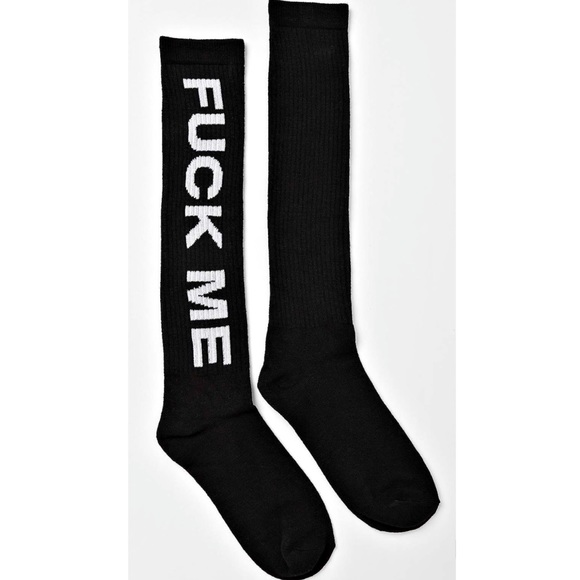 Spencer's Other - Men’s Black & White F*ck Me Spencer’s Knee Socks🖤